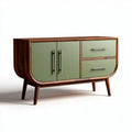Meuble de rangement en bois avec portes vertes et tiroirs 120 x 45 x 80cm
