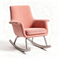 Fauteuil à bascule en tissu doux couleur rose avec structure en bois naturel 70 x 70 x 80cm