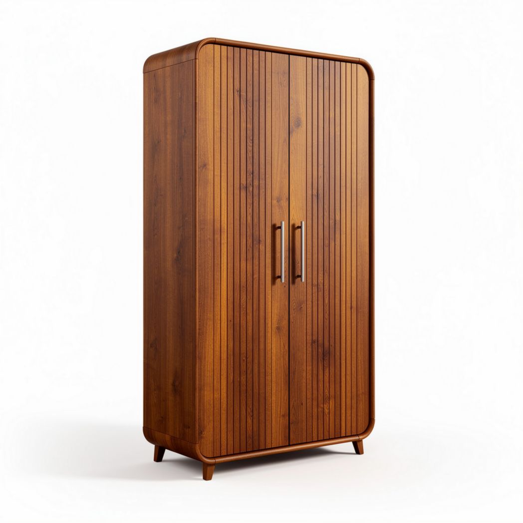Armoire en bois avec portes battantes finition naturelle 90 x 45 x 180cm