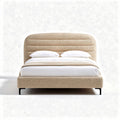 Lit en tissu beige 200 x 160 x 100 cm avec tête de lit rembourrée