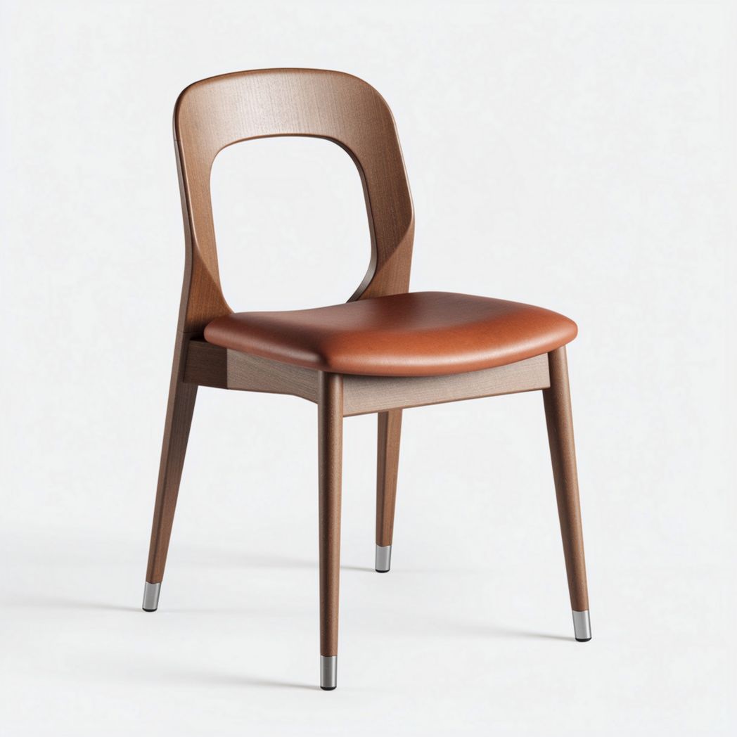 Chaise en bois et similicuir brun pour salle à manger dimensions 45 x 45 x 80cm