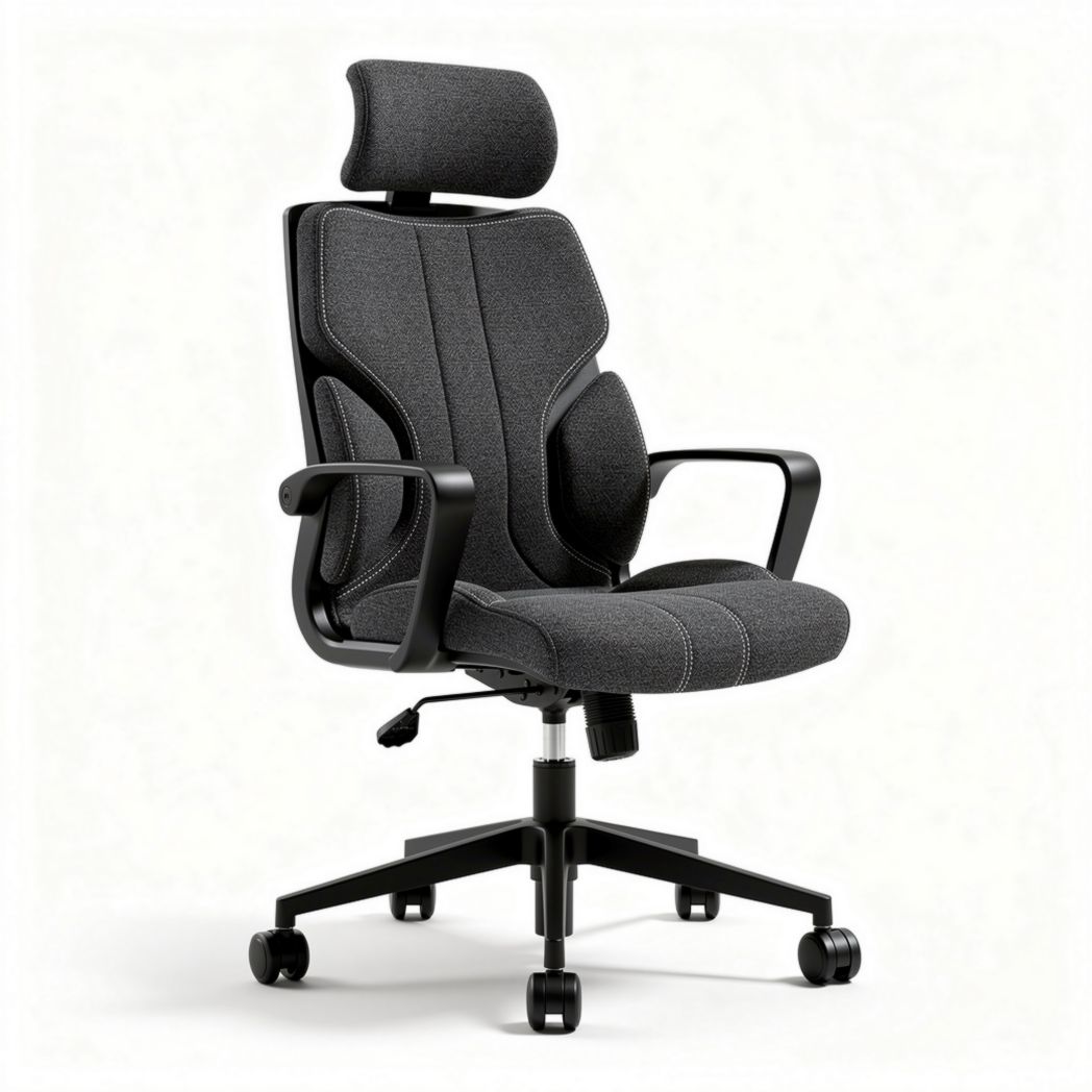 Chaise de bureau ergonomique en tissu gris avec accoudoirs réglables 70 x 70 x 120cm