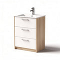 Meuble sous lavabo en bois avec trois tiroirs et robinet chrome 70 x 50 x 85cm