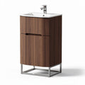 Meuble sous lavabo en bois foncé avec évier blanc dimensions 70 x 40 x 80cm