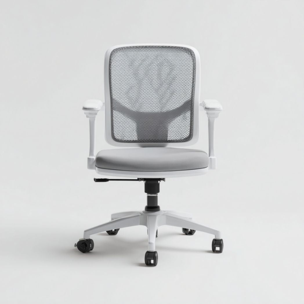 Chaise de bureau ergonomique en mesh gris avec accoudoirs ajustables 60 x 60 x 95cm
