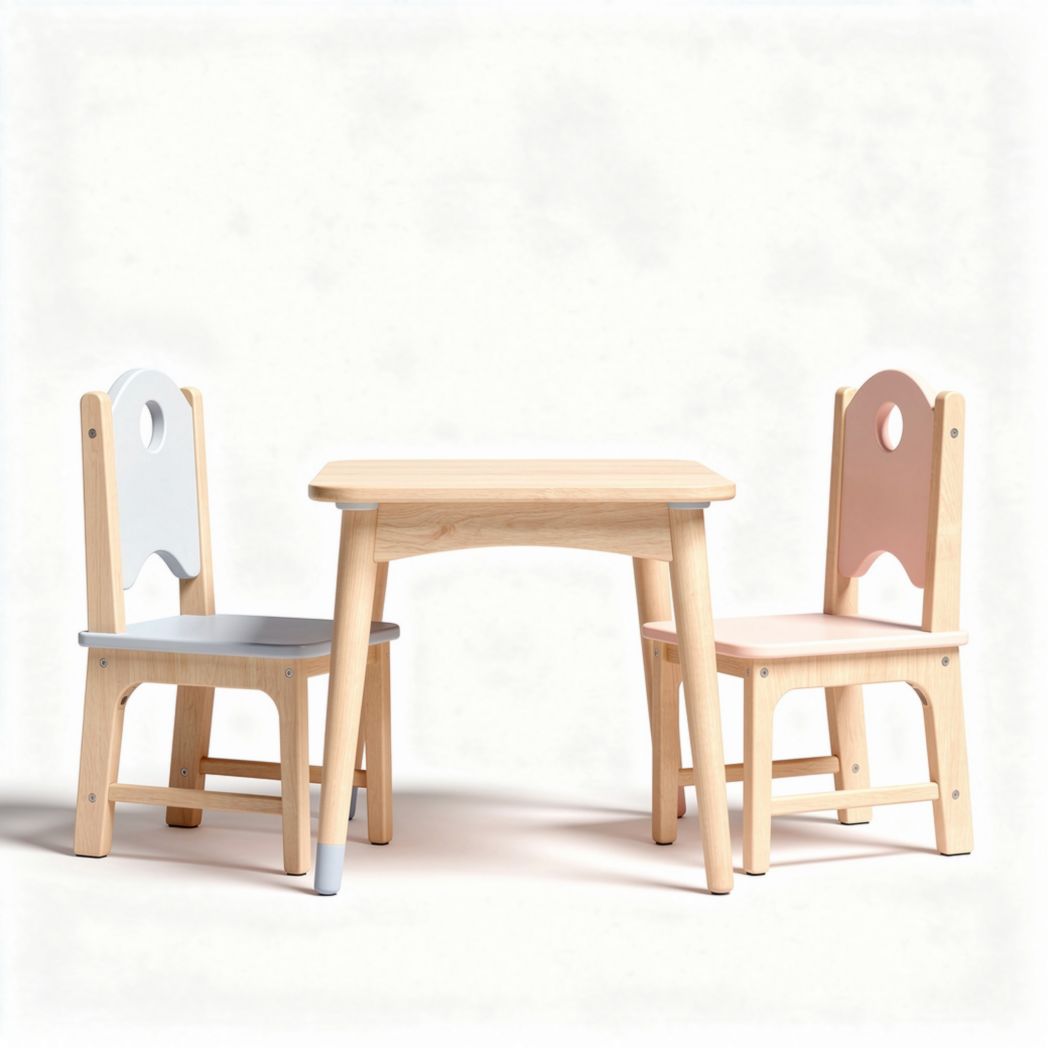 Table et chaises en bois pour enfants dimension 60 x 40 x 50cm couleurs pastel