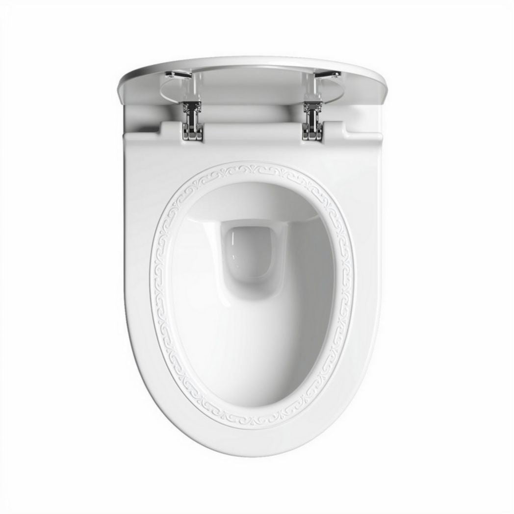 Toilettes en céramique avec couvercle à charnières chromées dimensions 45 x 36 x 38cm